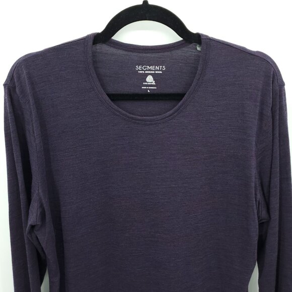 Seg'ments 100% Merino Wool Crew Neck Long Sleeve Base Layer Top L Purple - Picture 4 of 14
